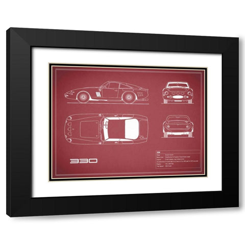 Ferrari 330-Maroon Black Modern Wood Framed Art Print with Double Matting by Rogan, Mark