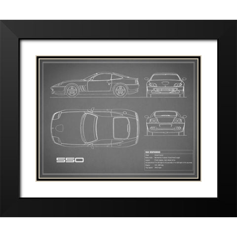 Ferrari 550-Grey Black Modern Wood Framed Art Print with Double Matting by Rogan, Mark