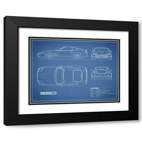 Ferrari 550-Blue Black Modern Wood Framed Art Print with Double Matting by Rogan, Mark