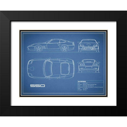 Ferrari 550-Blue Black Modern Wood Framed Art Print with Double Matting by Rogan, Mark