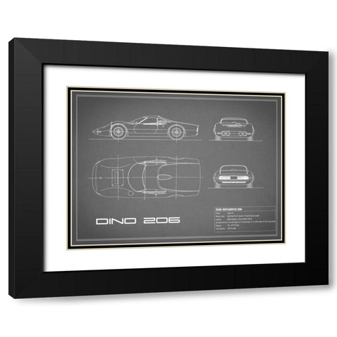 Ferrari Dino 206 1965-Grey Black Modern Wood Framed Art Print with Double Matting by Rogan, Mark