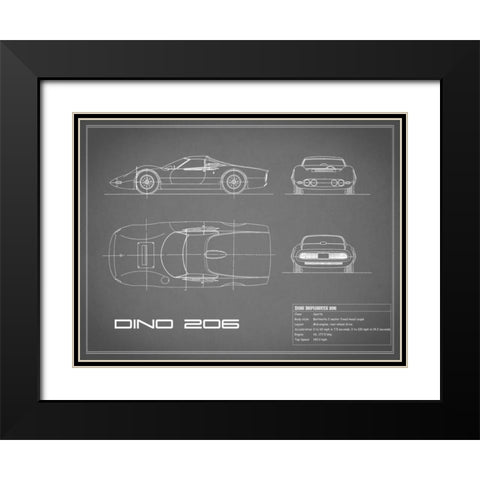 Ferrari Dino 206 1965-Grey Black Modern Wood Framed Art Print with Double Matting by Rogan, Mark