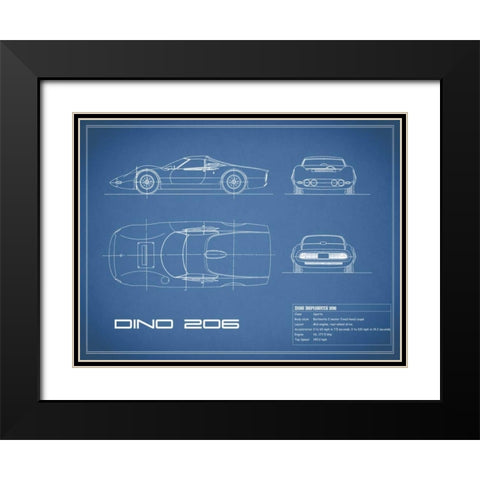 Ferrari Dino 206 1965-Blue Black Modern Wood Framed Art Print with Double Matting by Rogan, Mark