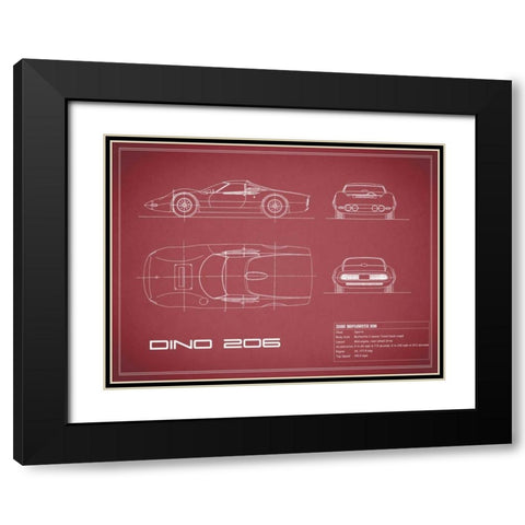 Ferrari Dino 206 1965-Maroon Black Modern Wood Framed Art Print with Double Matting by Rogan, Mark