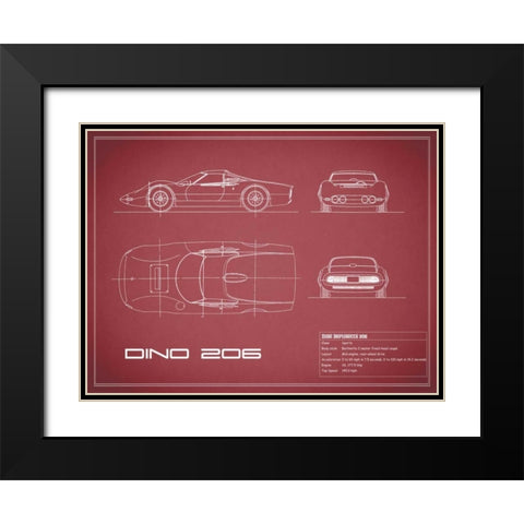 Ferrari Dino 206 1965-Maroon Black Modern Wood Framed Art Print with Double Matting by Rogan, Mark