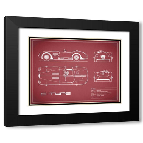 Jaguar C-Type-Maroon Black Modern Wood Framed Art Print with Double Matting by Rogan, Mark