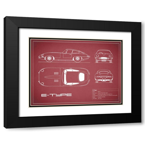 Jaguar E-Type-Maroon Black Modern Wood Framed Art Print with Double Matting by Rogan, Mark