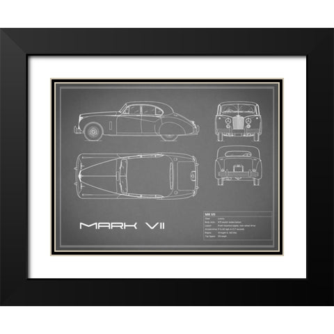 Jaguar MkVII-Grey Black Modern Wood Framed Art Print with Double Matting by Rogan, Mark