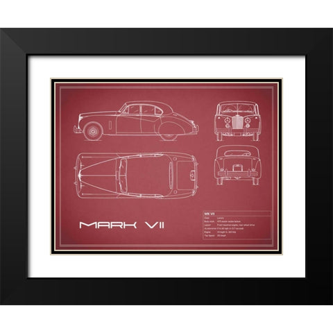 Jaguar MkVII-Maroon Black Modern Wood Framed Art Print with Double Matting by Rogan, Mark