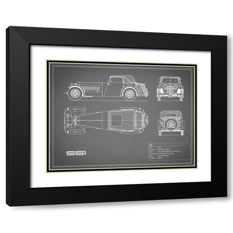 Jaguar SS1-Grey Black Modern Wood Framed Art Print with Double Matting by Rogan, Mark