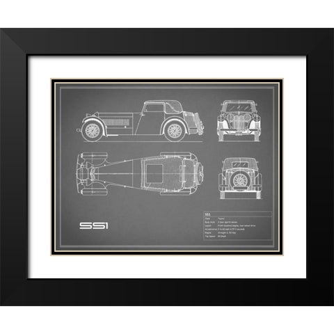 Jaguar SS1-Grey Black Modern Wood Framed Art Print with Double Matting by Rogan, Mark