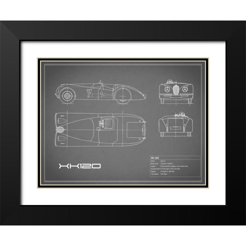 Jaguar XK-120-Grey Black Modern Wood Framed Art Print with Double Matting by Rogan, Mark