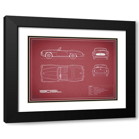 Mercedes 190-SL-Maroon Black Modern Wood Framed Art Print with Double Matting by Rogan, Mark