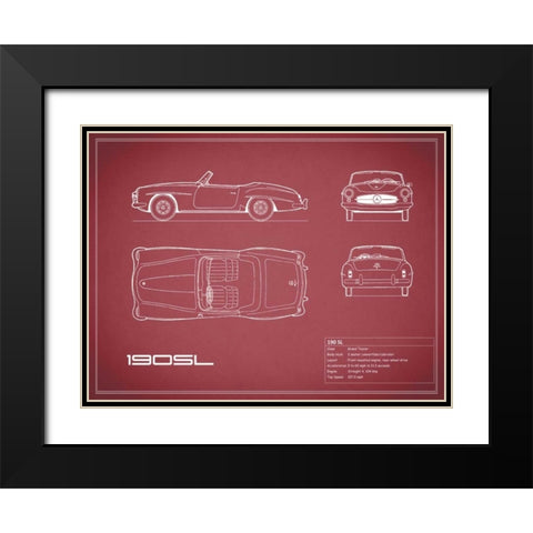 Mercedes 190-SL-Maroon Black Modern Wood Framed Art Print with Double Matting by Rogan, Mark