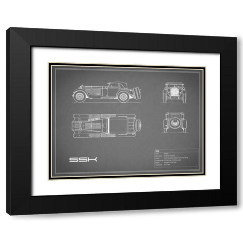 Mercedes SSK-Grey Black Modern Wood Framed Art Print with Double Matting by Rogan, Mark