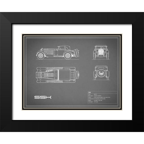 Mercedes SSK-Grey Black Modern Wood Framed Art Print with Double Matting by Rogan, Mark