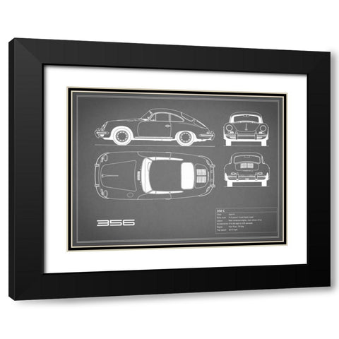 Porsche 356C-Grey Black Modern Wood Framed Art Print with Double Matting by Rogan, Mark