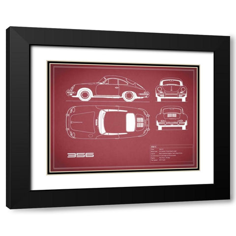 Porsche 356C-Maroon Black Modern Wood Framed Art Print with Double Matting by Rogan, Mark