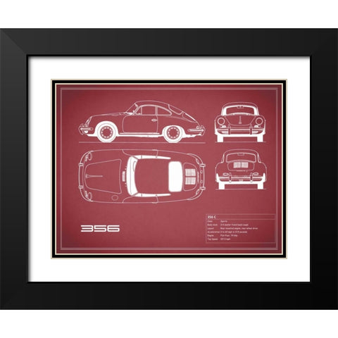 Porsche 356C-Maroon Black Modern Wood Framed Art Print with Double Matting by Rogan, Mark