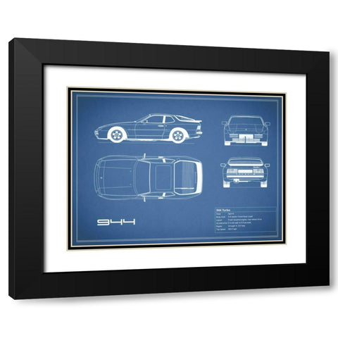 Porsche 944 Turbo-Blue Black Modern Wood Framed Art Print with Double Matting by Rogan, Mark