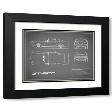 Shelby Mustang GT500-Grey Black Modern Wood Framed Art Print with Double Matting by Rogan, Mark