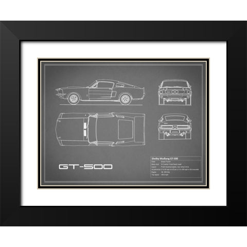 Shelby Mustang GT500-Grey Black Modern Wood Framed Art Print with Double Matting by Rogan, Mark