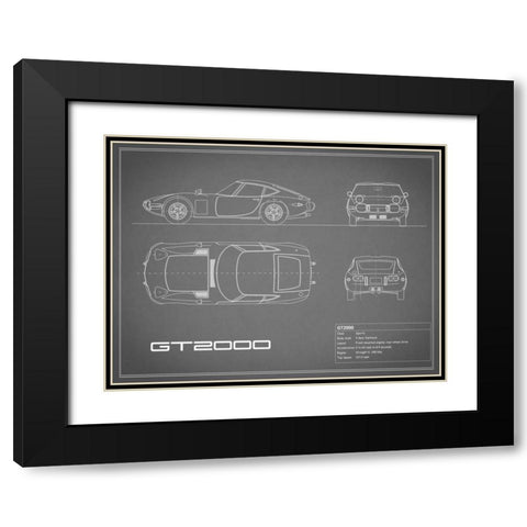 Toyota GT2000-Grey Black Modern Wood Framed Art Print with Double Matting by Rogan, Mark