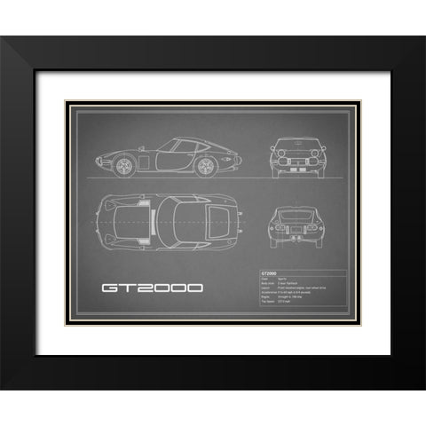 Toyota GT2000-Grey Black Modern Wood Framed Art Print with Double Matting by Rogan, Mark