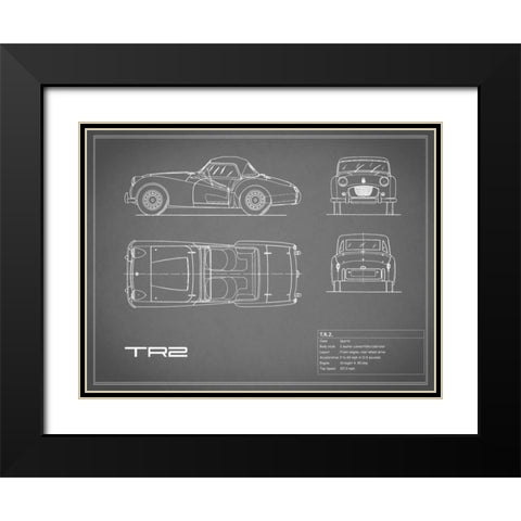 Triumph TR2-Grey Black Modern Wood Framed Art Print with Double Matting by Rogan, Mark