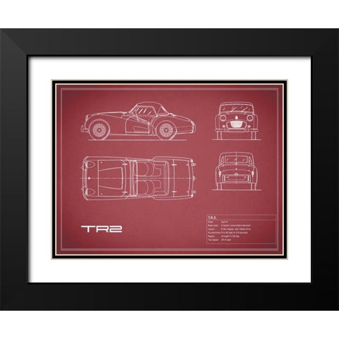 Triumph TR2-Maroon Black Modern Wood Framed Art Print with Double Matting by Rogan, Mark