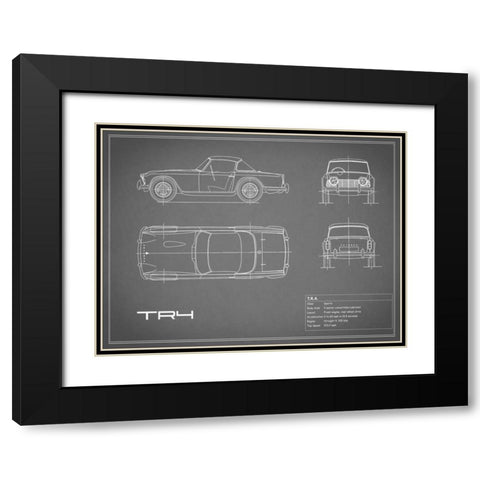 Triumph TR4-Grey Black Modern Wood Framed Art Print with Double Matting by Rogan, Mark