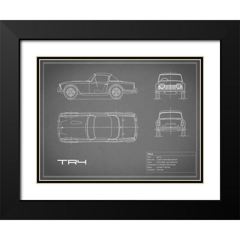 Triumph TR4-Grey Black Modern Wood Framed Art Print with Double Matting by Rogan, Mark