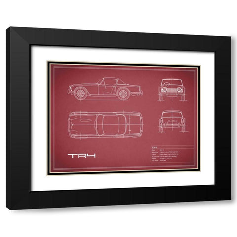 Triumph TR4-Maroon Black Modern Wood Framed Art Print with Double Matting by Rogan, Mark
