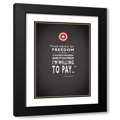 Capt America Quote Black Modern Wood Framed Art Print with Double Matting by Rogan, Mark