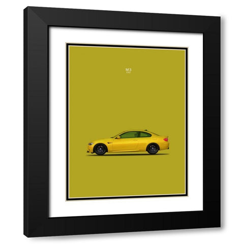 BMW M3 E92 Yellow Black Modern Wood Framed Art Print with Double Matting by Rogan, Mark