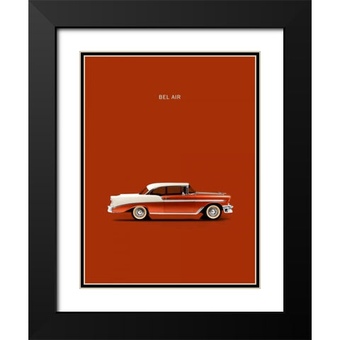 Chev Belair 56 Black Modern Wood Framed Art Print with Double Matting by Rogan, Mark