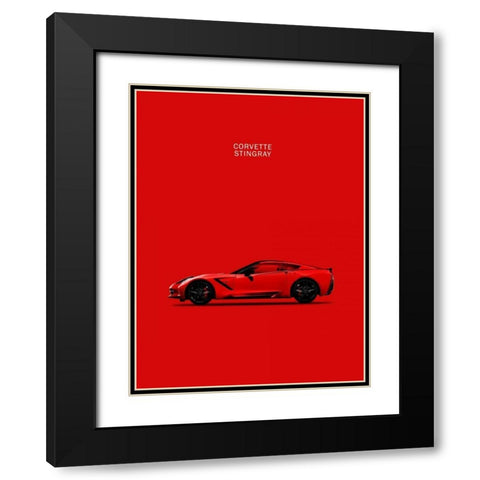 Chev Corvette-Stingray Red Black Modern Wood Framed Art Print with Double Matting by Rogan, Mark