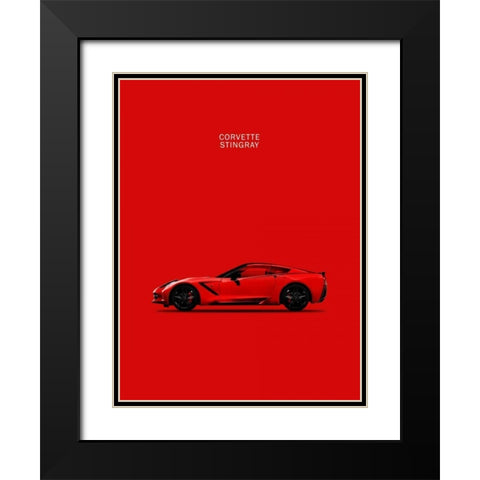 Chev Corvette-Stingray Red Black Modern Wood Framed Art Print with Double Matting by Rogan, Mark