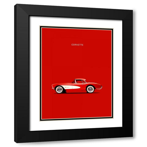 Corvette 1957 Red Black Modern Wood Framed Art Print with Double Matting by Rogan, Mark