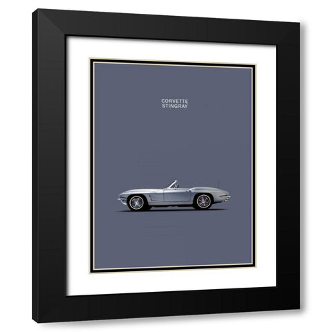 Corvette 1965 Grey Black Modern Wood Framed Art Print with Double Matting by Rogan, Mark