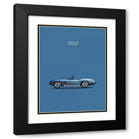 Corvette Stingray 1967 Blue Black Modern Wood Framed Art Print with Double Matting by Rogan, Mark