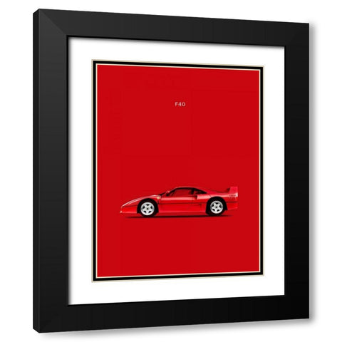 Ferrari F40 Black Modern Wood Framed Art Print with Double Matting by Rogan, Mark