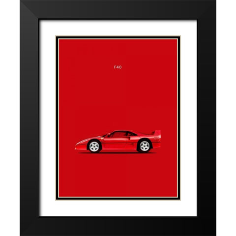 Ferrari F40 Black Modern Wood Framed Art Print with Double Matting by Rogan, Mark