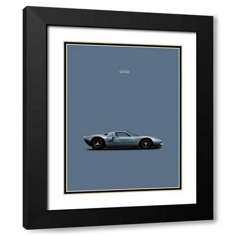Ford GT40 Black Modern Wood Framed Art Print with Double Matting by Rogan, Mark