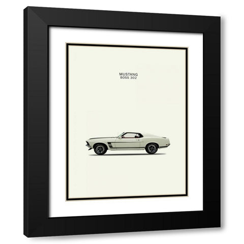 Ford Mustang Boss302 1969 Black Modern Wood Framed Art Print with Double Matting by Rogan, Mark