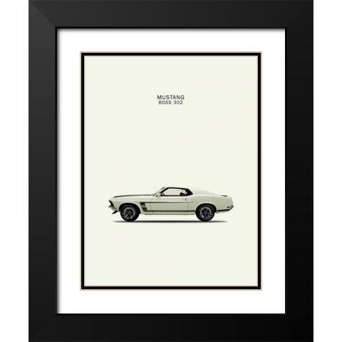 Ford Mustang Boss302 1969 Black Modern Wood Framed Art Print with Double Matting by Rogan, Mark
