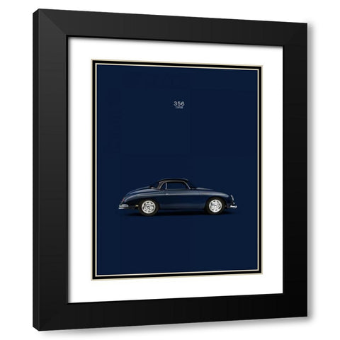 Porsche 356 1958 Blue Black Modern Wood Framed Art Print with Double Matting by Rogan, Mark