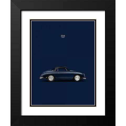 Porsche 356 1958 Blue Black Modern Wood Framed Art Print with Double Matting by Rogan, Mark