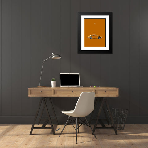 Porsche 911 1968 Orange Black Modern Wood Framed Art Print with Double Matting by Rogan, Mark