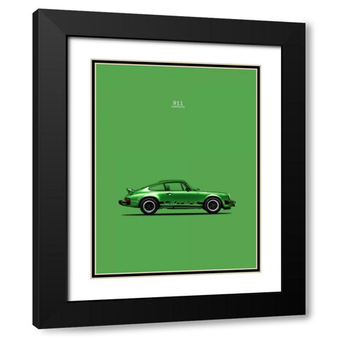 Porsche 911 Carrera Green Black Modern Wood Framed Art Print with Double Matting by Rogan, Mark